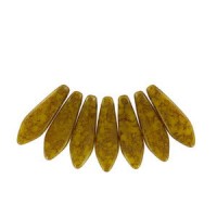 Czech Glass Daggers beads 5x16mm Lemon teracota red 83120-15495